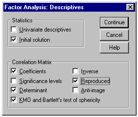 Factor analysis descriptive 